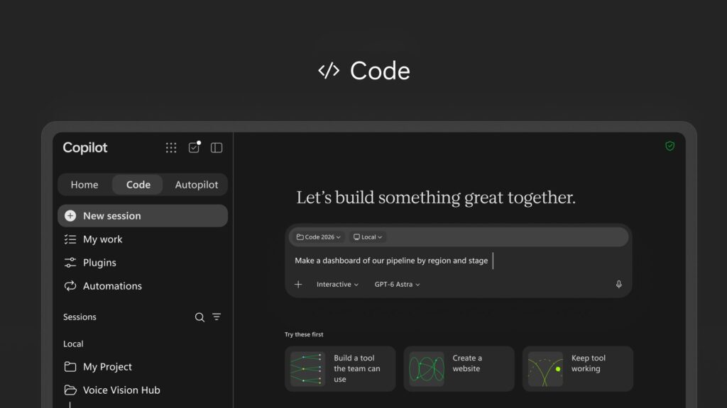 Microsoft rilancia Copilot con Autopilot, Code e Home in un'app unica