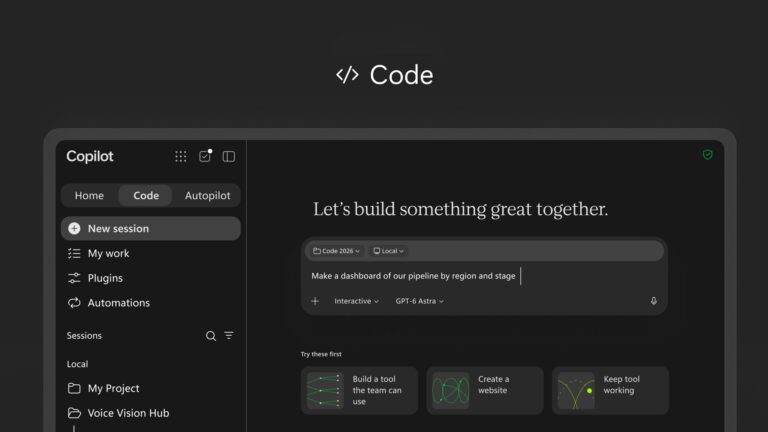Microsoft rilancia Copilot con Autopilot, Code e Home in un'app unica