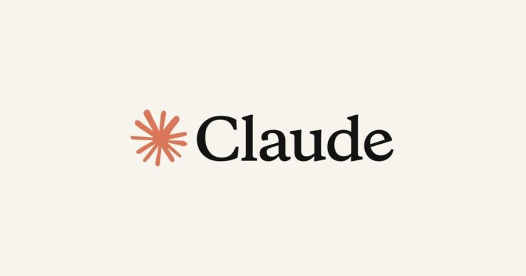 Logo ufficiale di Claude con un'icona a forma di sole stilizzato arancione e testo nero.