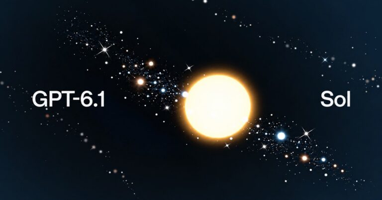 Grafica ufficiale di OpenAI con un sole splendente e la scritta GPT-6.1 Sol