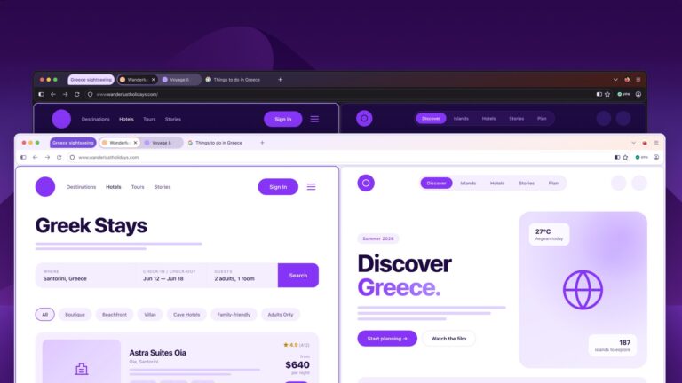 Due finestre di Firefox affiancate che mostrano il nuovo look dell'interfaccia Nova in tema chiaro e scuro.