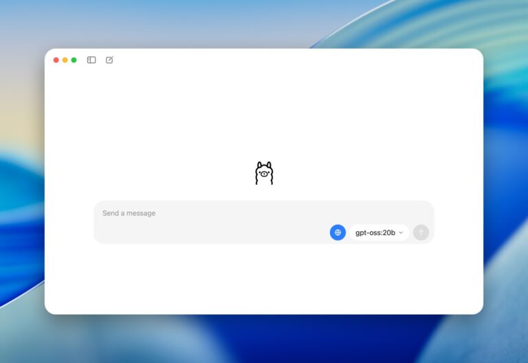 Schermata dell'interfaccia di chat con il modello locale gpt-oss:20b selezionato.