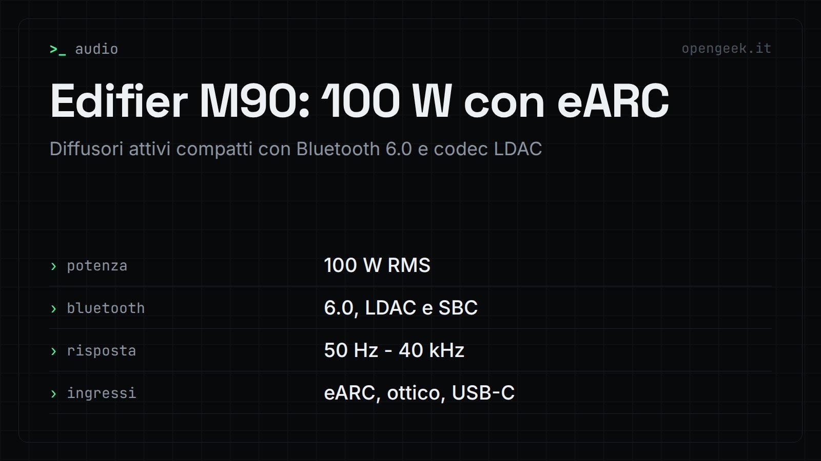Edifier M90: 100 W con eARC: Diffusori attivi compatti con Bluetooth 6.0 e codec LDAC