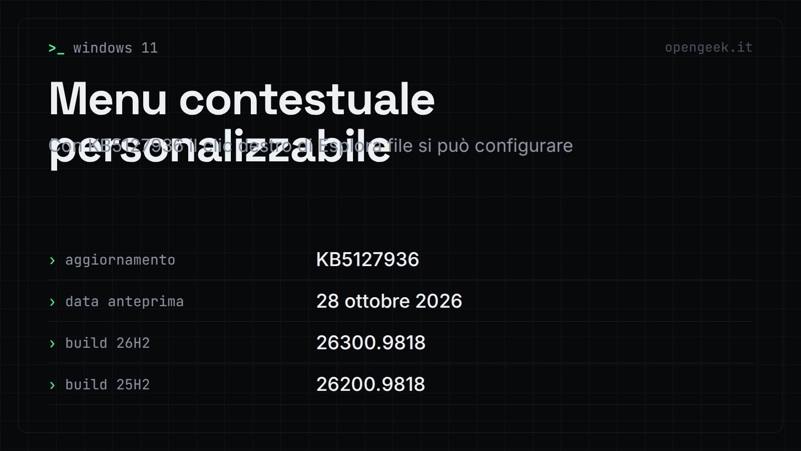 Menu contestuale personalizzabile: Con KB5127936 il clic destro di Esplora file si può configurare