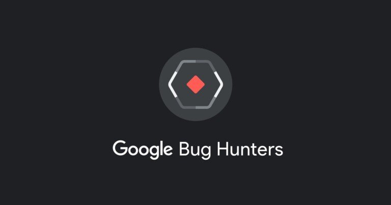 Logo ufficiale di Google Bug Hunters con una figura esagonale grigia e un rombo rosso su sfondo scuro.