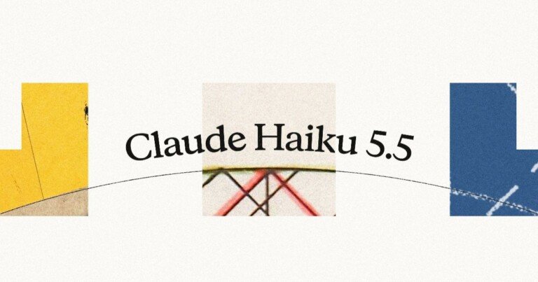Scritta 'Claude Haiku 5.5' su sfondo bianco con elementi grafici colorati.