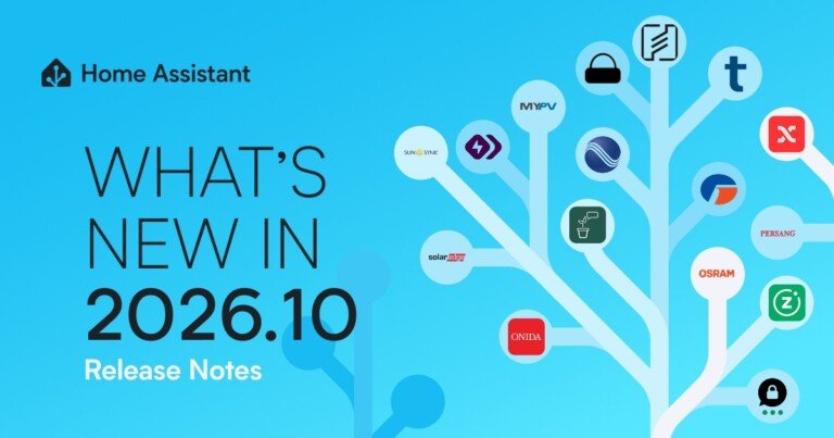 Grafica ufficiale di Home Assistant 2026.10 con l'albero delle nuove integrazioni.