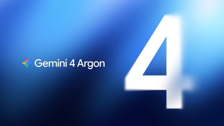 Scritta 'Gemini 4 Argon' con logo a stella e un grande numero 4 su sfondo sfumato blu.