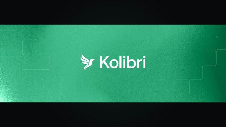 Logo bianco di Kolibri con un colibrì stilizzato su sfondo verde smeraldo.