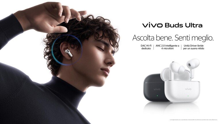Auricolari vivo Buds Ultra: ANC fino a 60 dB e 50 ore con la custodia