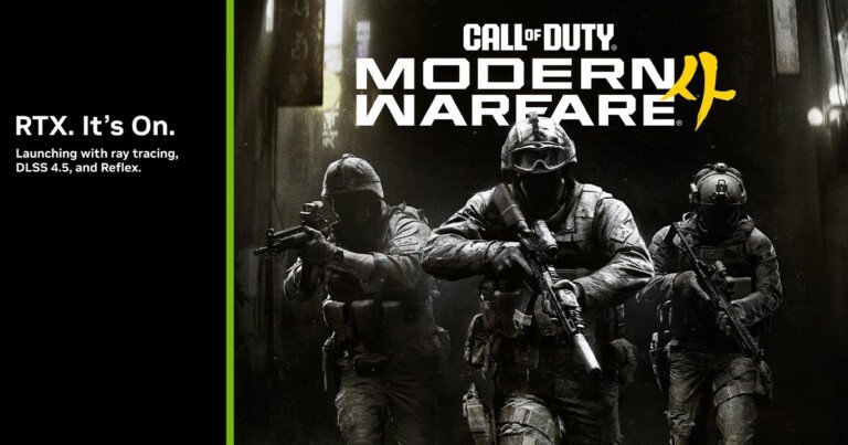Locandina ufficiale di Call of Duty: Modern Warfare 4 con dettagli sul supporto a NVIDIA DLSS 4.5.