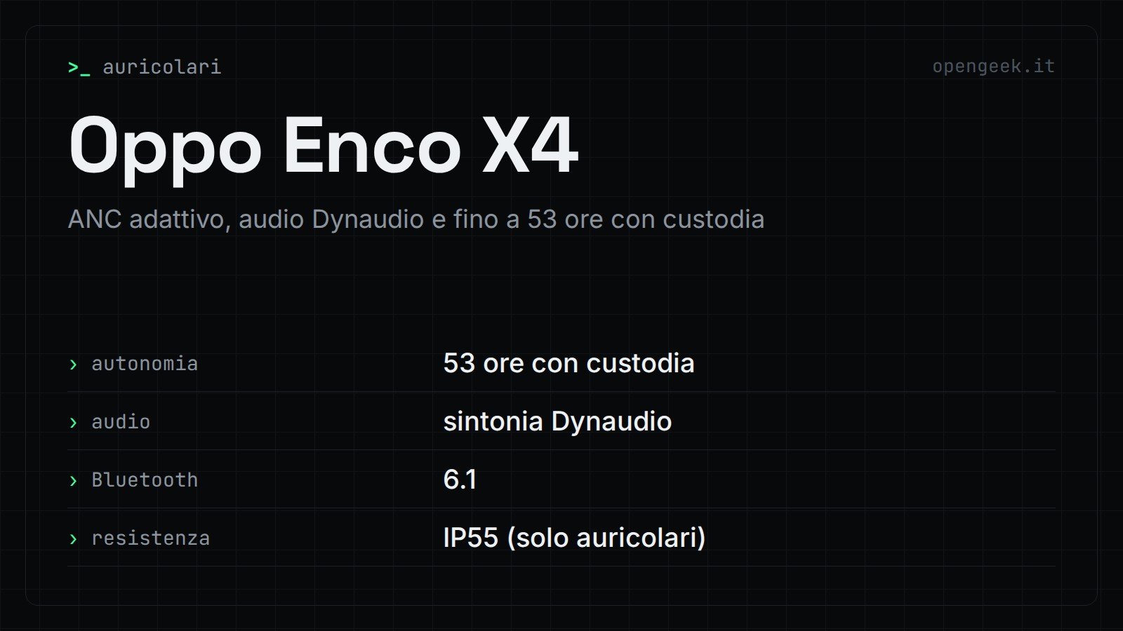 Oppo Enco X4: ANC adattivo, audio Dynaudio e fino a 53 ore con custodia