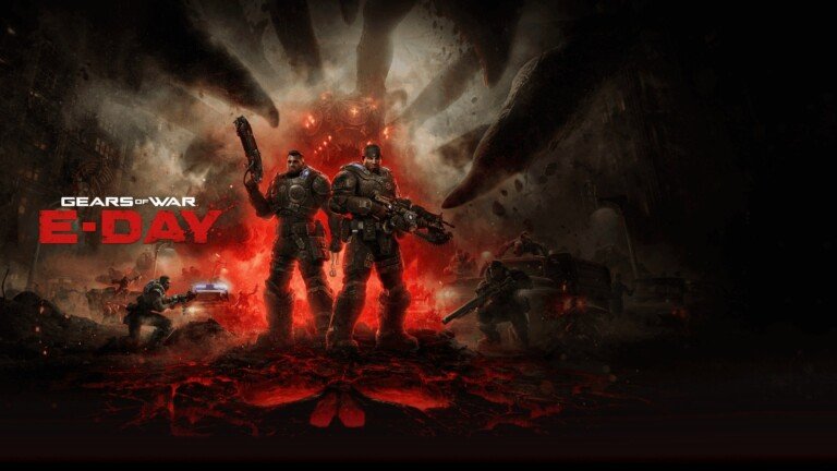 Artwork ufficiale di Gears of War: E-Day con Marcus Fenix e Dom Santiago