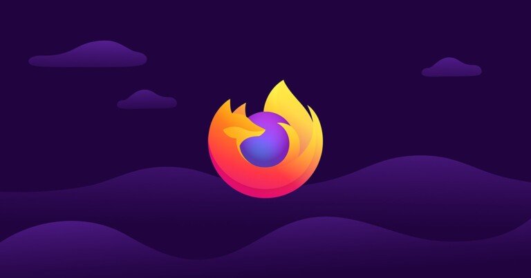 Il logo di Mozilla Firefox, la volpe stilizzata che avvolge il mondo, su sfondo viola.