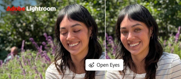 Lightroom su mobile, Open Eyes corregge gli occhi chiusi con un tocco