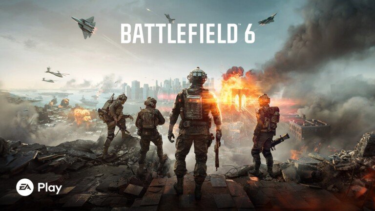 Artwork ufficiale di Battlefield 6 con soldati in una città devastata dalla guerra