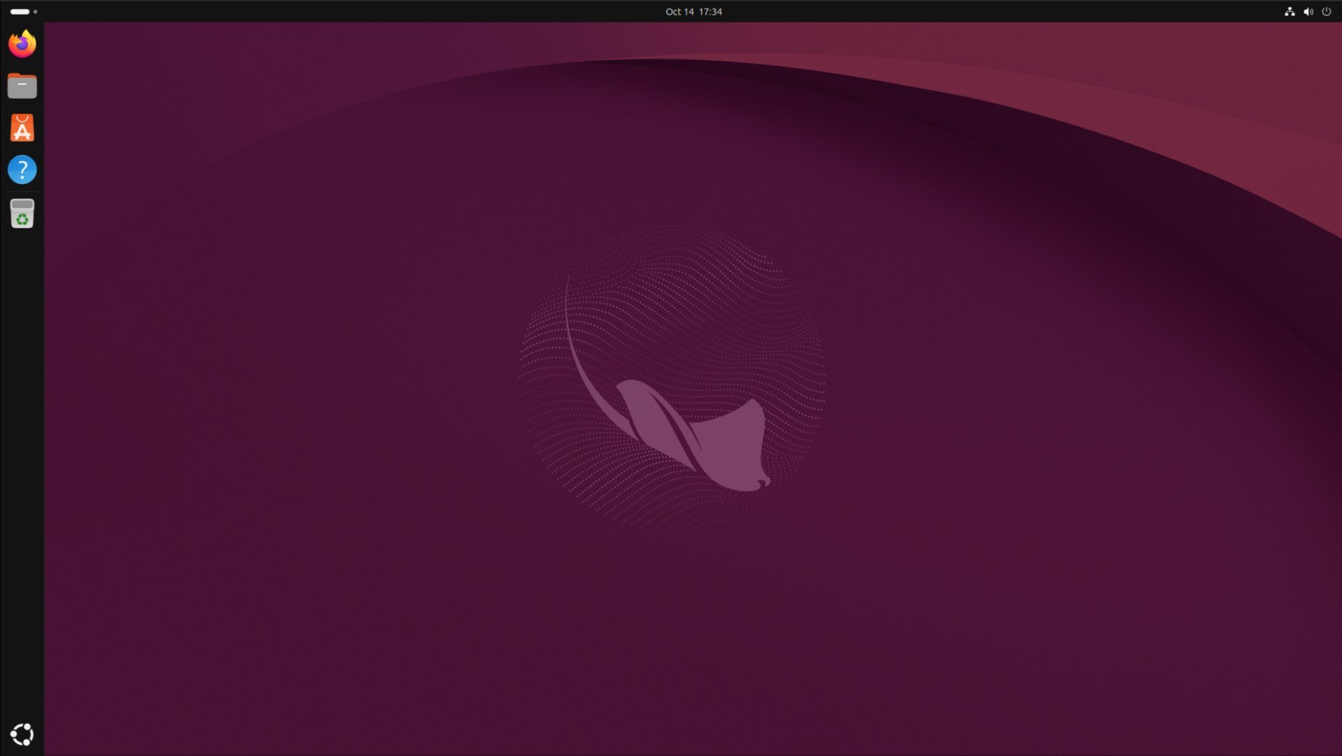 Desktop di Ubuntu 26.10 con lo sfondo ufficiale raffigurante una razza